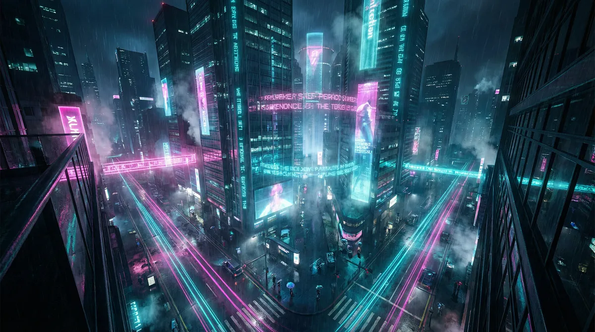 17c免费登录入口 竖屏短剧平台首页背景 - 赛博朋克都市夜景